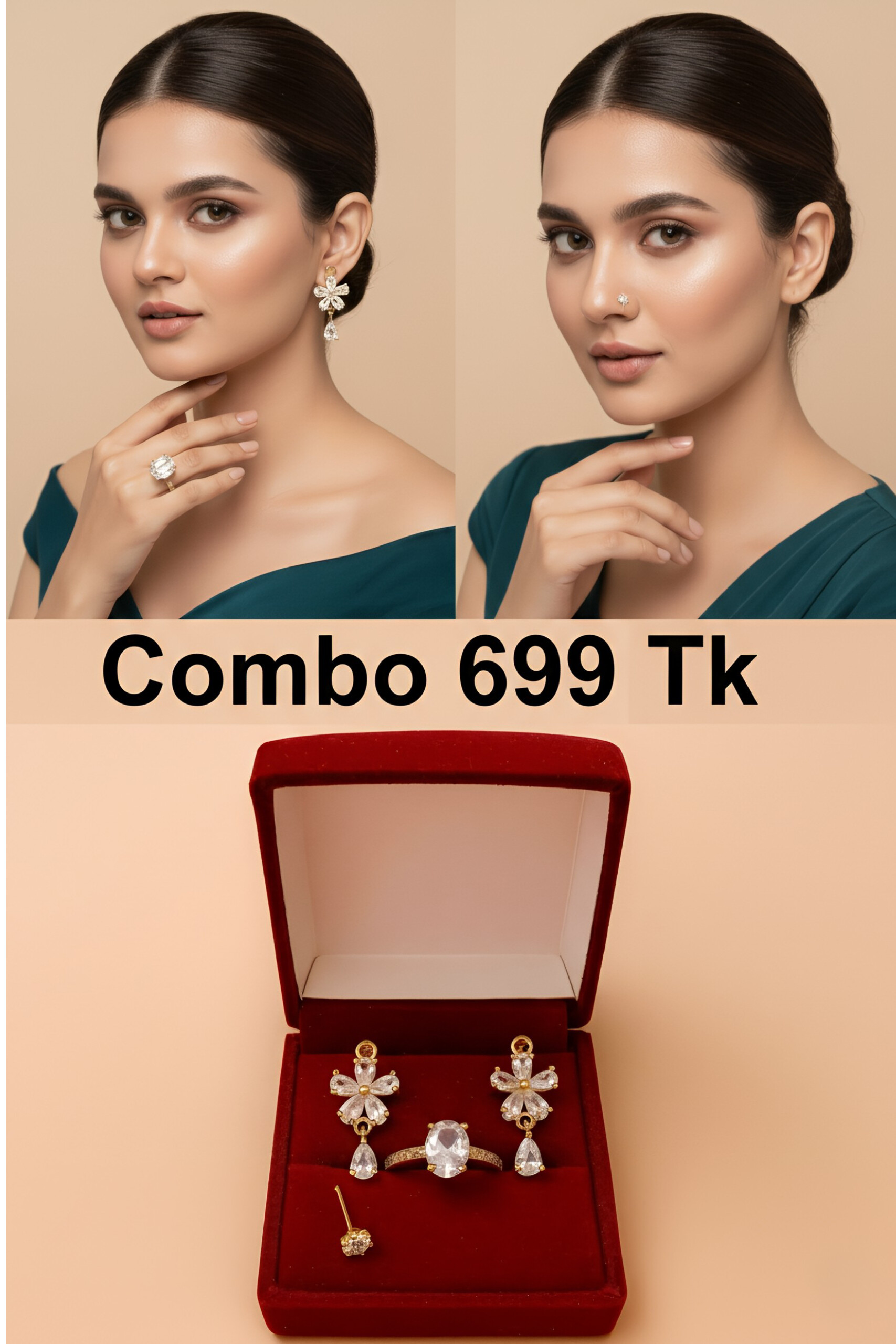 🌟 একটু গ্ল্যামার, একটু ভালোবাসা—সব একসাথে! 🌟 💎 অরিজিনাল ডায়মন্ড কাট নাকফুল (১৮ ক্যারেট গোল্ড) 🎁 ফ্রি আংটি ও কানের দুল 💖 প্রিয়জনকে দিন এক অবাক করা চমক